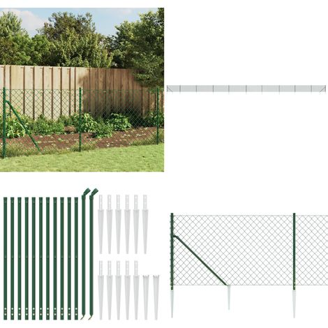 Clôture à mailles losangées avec piquet d'ancrage vert 1x25 m - Clôture - Clôture Grillagée - Clôture Cyclique - Clôture Jardin - Clôture Verte - Home & Living (1/5)