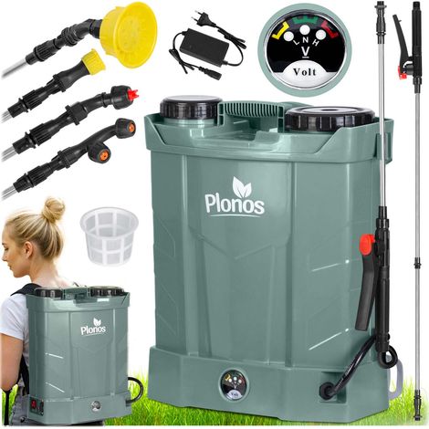 Pulvérisateur à batterie 16 l – Pression 5,5 bar – Débit 3,1 l/min – Longueur de lance 85 cm – Autonomie 4 h – Buses interchangeables