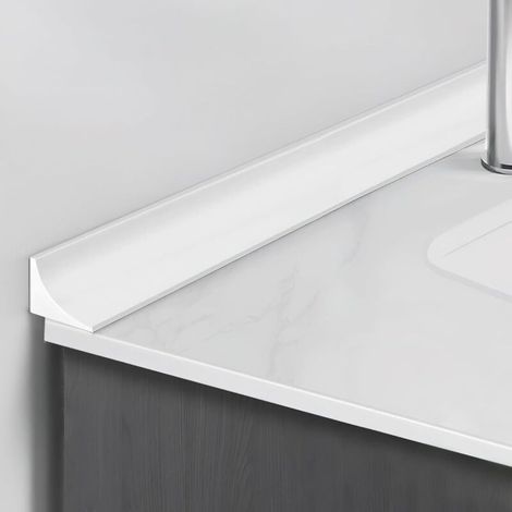 Barrière de Douche 200 cm, Bande de Rétention de Salle de Bain, Joint de Baignoire, Bord de Baignoire Pliable en Silicone (Blanc) (1/5)