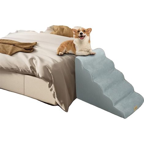 Escalera para perros, diseño de 5 peldaños, construcción de espuma de alta densidad, GRIS (1/2)