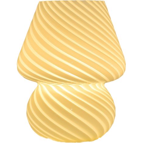 Lampe champignon, lampe de chevet champignon en verre, petite lampe de chevet rayée, lampe tourbillon (1/5)
