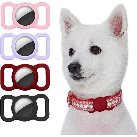 Collier de chien en silicone souple 4PCS (gris foncé + vin rouge + violet + rose)