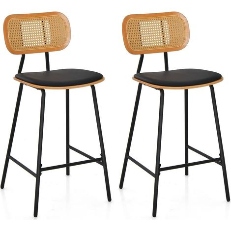 Set di 2 sgabelli da bar in rattan, altezza seduta 65,5 cm