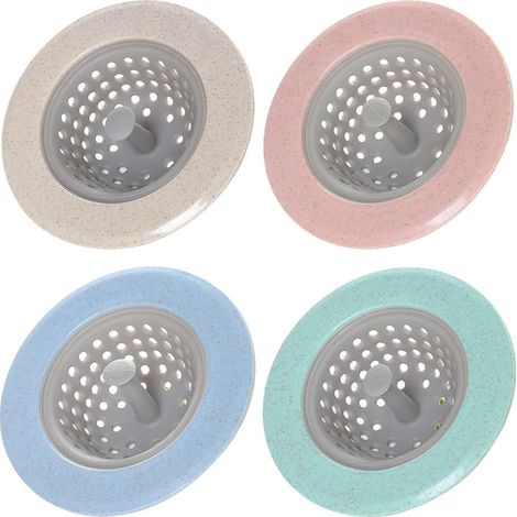 4 Stück Silikon-Abflussfilter, Silikonhülle, Abflussabdeckung, Haarfänger, Badfilter, Waschbeckenfilter, Duschfilter (Rosa, Grün, Blau, Beige)