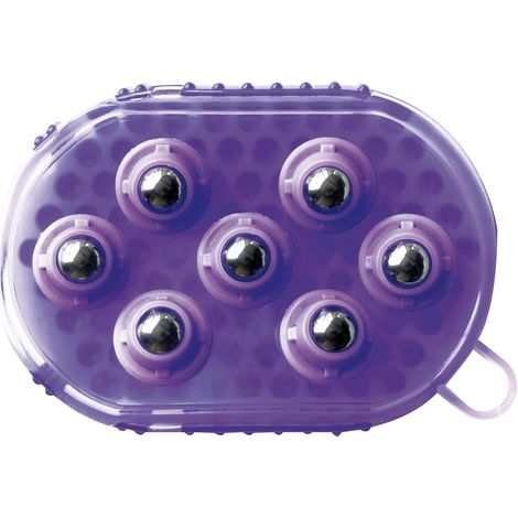 Gant de Massage Double Face - 1 Unité - PVC et Acier Inox - Étrille et Détente Musculaire - Chevaux et Animaux - Violet (1/2)