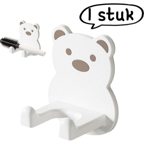 support pour sèche-cheveux - Support universel pour sèche-cheveux de salle de bain - Étagère de rangement murale en plastique - Blanc (1/5)
