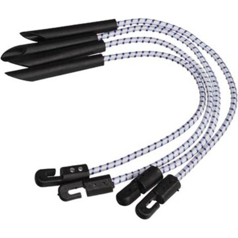 Perel Tendeurs élastiques pour bâche, avec crochets, caoutchouc, blanc/noir, lot de 4 (1/3)