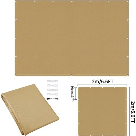 (Jaune sable 200x200CM) Toile d'ombrage imperméable avec perforations, adaptée aux clôtures de jardin et aux pergolas, protection UV. (1/5)