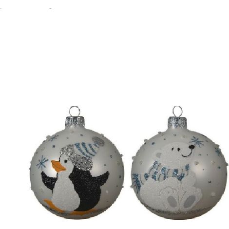 PALLINA VETRO CON PINGUINO/ORSO POLARE D.8CM,PREZZO CAD, INCIDCARE IL MODELLO