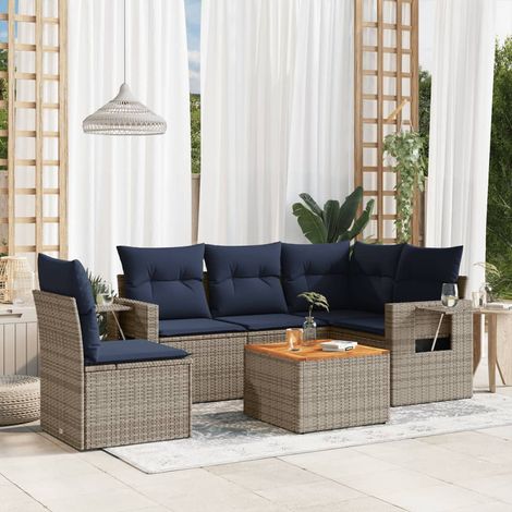 vidaXL Set Divani da Giardino 6 pz con Cuscini Grigio in Polyrattan
