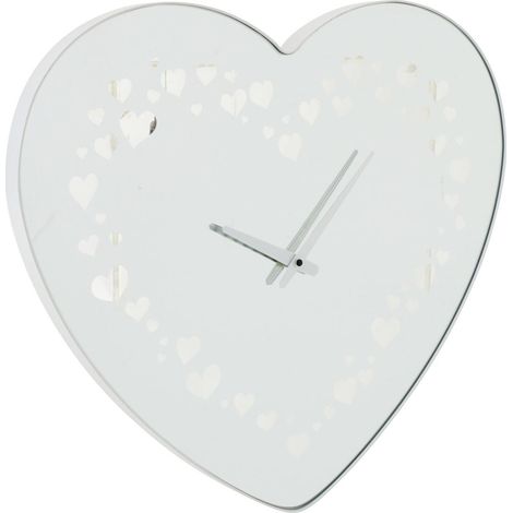 Horloge Murale en Verre "Cœur" 60cm Blanc (1/2)