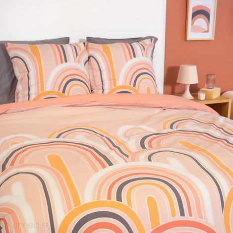 Parure de lit LOVE pur coton rose Taie 63x63 cm 240x220 cm (1/5)