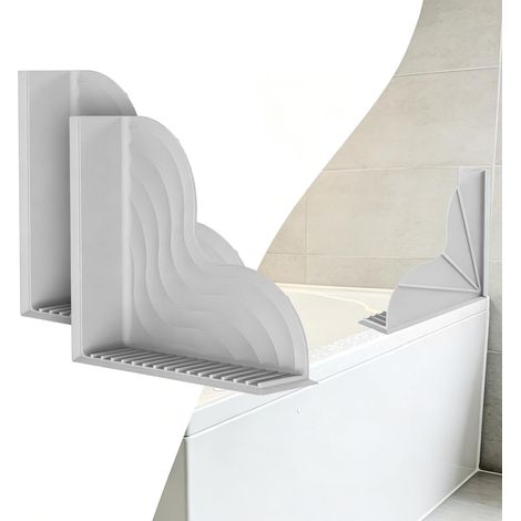 (Gris) Lot de 2 réutilisables, Pare-éclaboussures de Douche avec ventouses puissantes,Pare-éclaboussures d'angle antidérapant, adapté Salle de Bain, évier Cuisine et Plans de Travail (1/5)