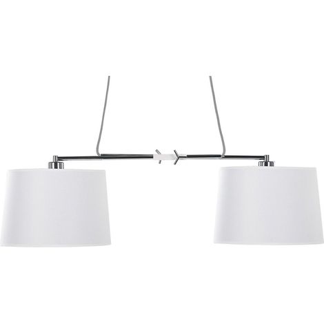 Lampadario a 2 Luci Bianco con Struttura in Metallo Fucino