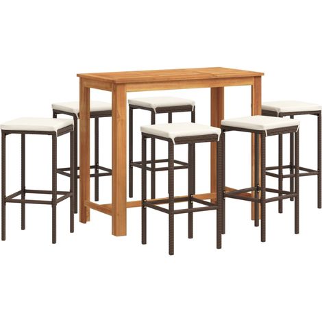 Maison Exclusive - 7-tlg. Gartenbar-Set Braun Massivholz Akazie u