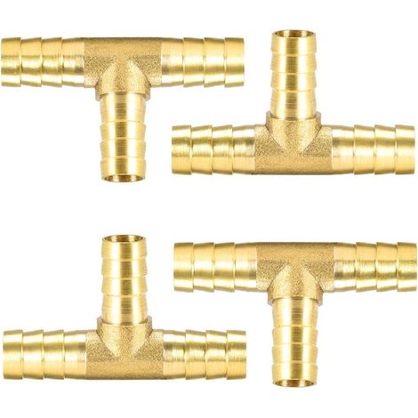 4 conectores en T de latón de 10 mm, conectores de extensión para líneas de aire comprimido y combustible