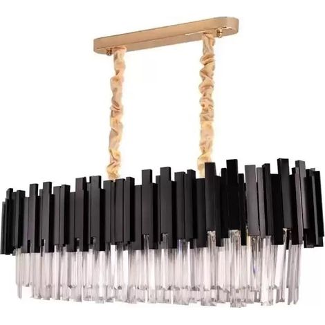 Lustre Cristal 10XE14 Longueur 80 Noir Hauteur Reglable