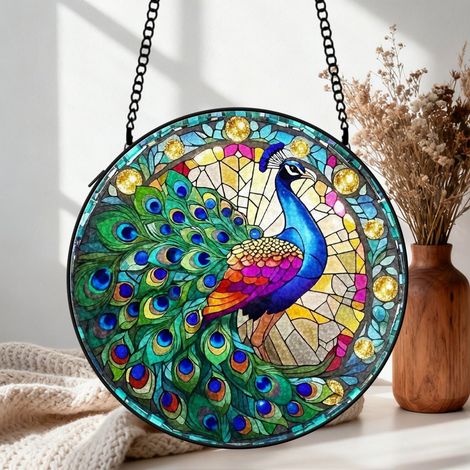 Vitrail cardinal attrape-soleil 16 cm décoration fenêtre suspension élégante cadeau grand-mère (1/5)