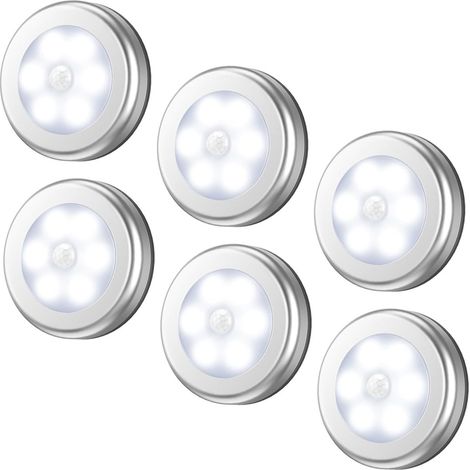 Lot de 6 lampes à détecteur de mouvement améliorées, sans fil et alimentées par piles (1/3)