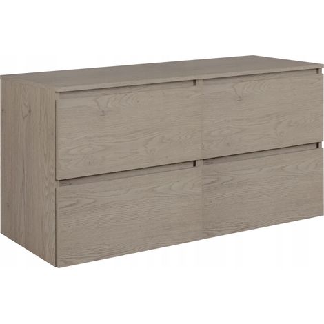 Rodan Waschbeckenunterschrank 120 cm, Eiche Dunkel, 46 x 120 x 62,3 cm, feuchtraumgeeignet, moderner Badmöbel Unterschrank