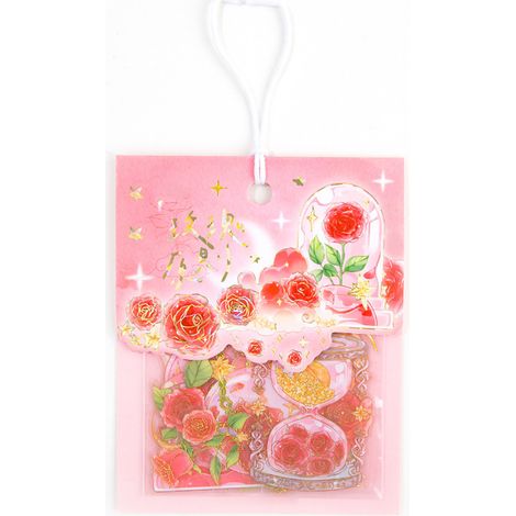 40 autocollants décoratifs pour manuels scolaires - Thème tendance - Fleurs romantiques - Roses rouges (1/5)
