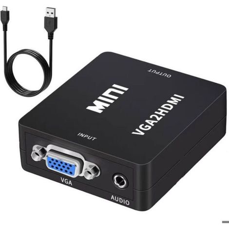 Convertisseur VGA Vers HDMI - Conversion Vidéo Et Audio - Compatible Ordinateur PC Projecteur TV Console - Sans Pilote - 1 Pièce (1/5)