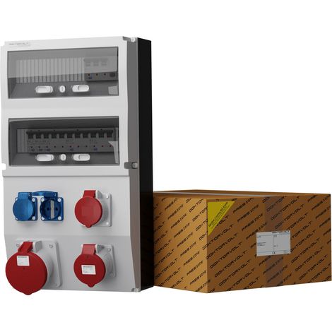 Tableau électrique de chantier eXT-S/FI avec protections 63 A, 32 A, 16 A, 2 x 230 V, Mennekes, Doktorvolt (1/3)
