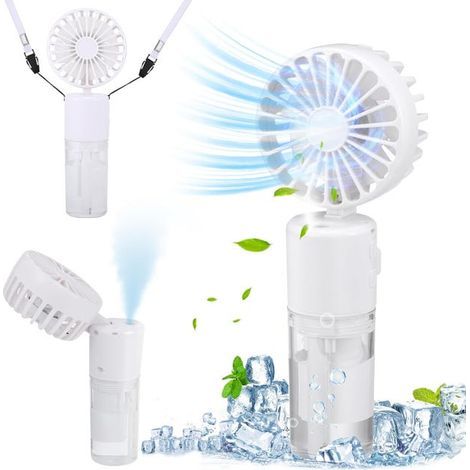 Mini portable fan, neck fan, quiet foldable fan, suitable for outdoor use and travel, white (1/5)