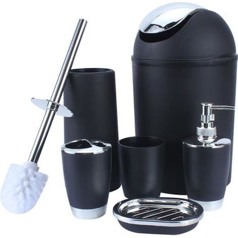 Set 6pcs accessoires salle de bain créatifs noir