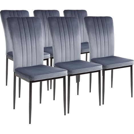 Albatros Esszimmerstühle mit Samt-Bezug 6er Set MODENA, Grau - Stilvolles Vintage Design, Eleganter Polsterstuhl am Esstisch - Küchenstuhl oder Stuhl Esszimmer mit hoher Belastbarkeit