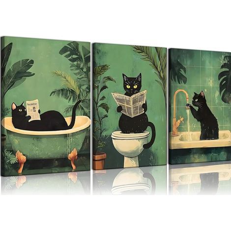3 Pièces Affiche Toilette ImagesTableau Salle de Bain 30 x40 cm Poster Amusant WC onvient pour la Décoration de Toilette de Salle de Bain (Sans Cadre) (1/5)