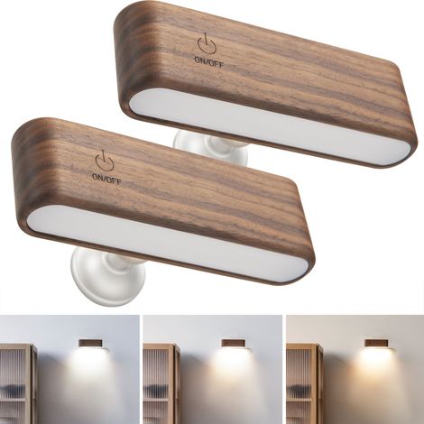 Lot de 2 lampes murales LED rechargeables, veilleuse magnétique à luminosité réglable, lampe de lecture tactile rotative à 360° (1/5)