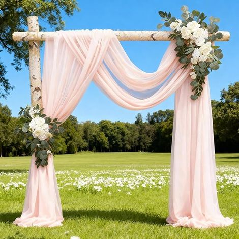 Rideau en Tulle Rose, 500x160cm Arche Tenture Mariage, Voilage Tissu drapé Plafond Swag décorations pour Décoration de Cérémonie Fête Gaze (1/5)