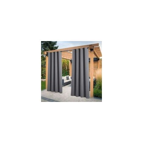 Pergola-Vorhang – Set mit 2 verdunkelnden, isolierenden Außenvorhängen – 132 x 213 cm – 100 % Polyester – 8 Metallösen (1/5)