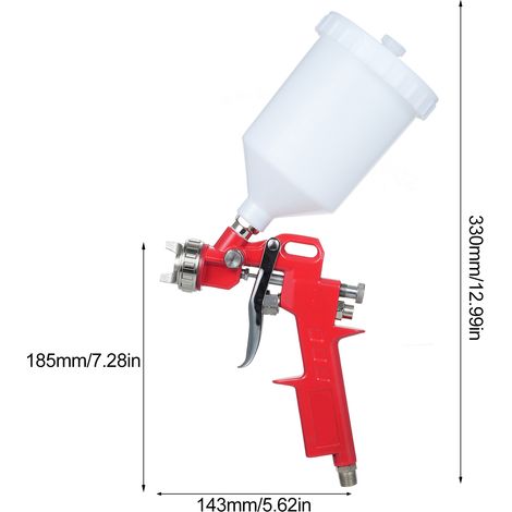 Pistolet à peinture pneumatique compact avec buse 1,4 mm et godet 600 ml pour murs, voiture et rénovation maison (1/5)