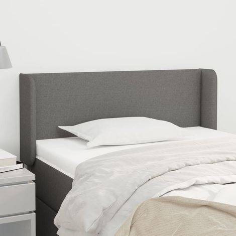 Tête de lit avec oreilles Style Classique Armoire de lit - Gris foncé 93x16x78/88 cm Tissu BV690398 - BonneVie (1/5)