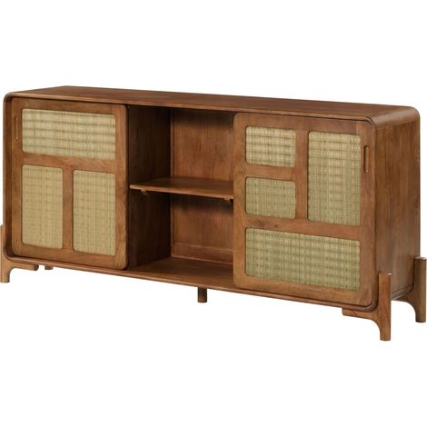 Sideboard Mango/Seegras 180x40x80 hellbraun lackiert MIZUMI 102
