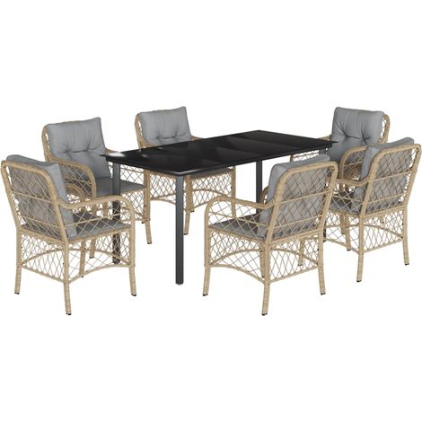 Maison Exclusive - Set comedor de jardín 7 pzas con cojines ratán (1/5)
