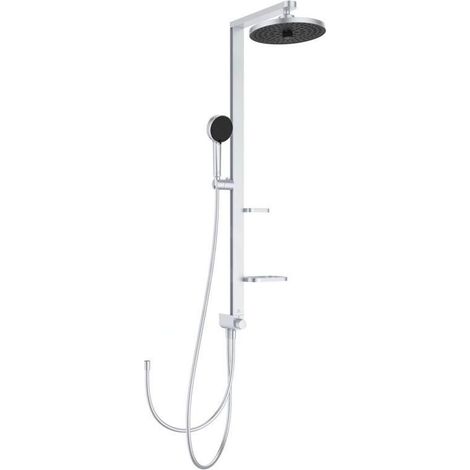 Ideal Standard – Colonne de douche sans robinetterie – Douche de tête ronde 26 cm avec 2 jets – Finition argentée – Flexible 1750 mm – BD585SI (1/5)