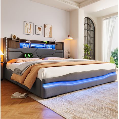 Letto matrimoniale contenitore LED 180x200 con USB OKMYHOME (1/5)