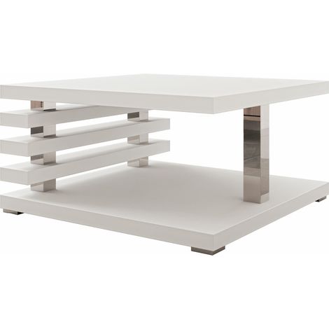 Mesa de centro Consortum, Mate blanco, 31x60x60cm, Diámetro: 0, Aglomerado laminado, Angular