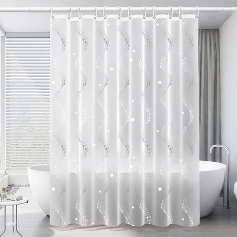 120L x 200H cm Rideau de Douche PEVA, Rideaux Salle de Bain Semi Transparent Imperméable Anti Moisissure pour Baignoire Cabine de Douche Transparente