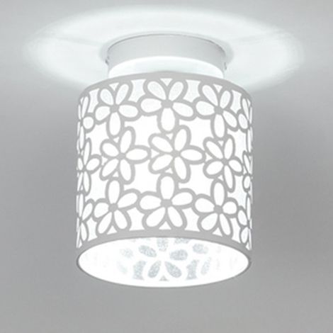 Moderne Plafonnier Vintage E27 Lampes de Plafond Industriel Lustre Abat-Jour en Métal Luminaire Eclairage pour Couloir Escalier Chambre Cuisine - Blanc (1/5)
