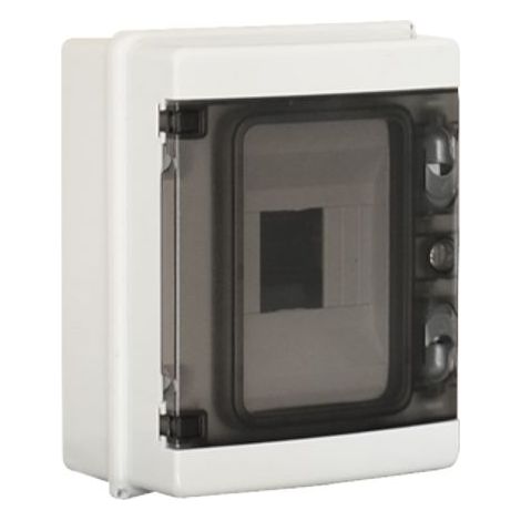 ETTROIT Centralino stagno da parete 5 moduli IP65 grigio RAL 7035 con portello trasparente fumè - DB120905