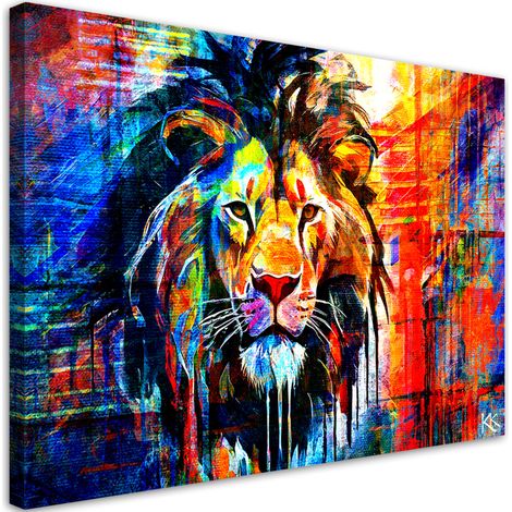 Tableau sur toile Tableau sur toile Lion coloré abstrait 100x70 (1/5)