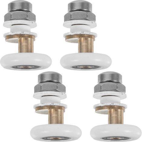 Roulettes de porte de douche, lot de 4, en acier inoxydable, pour rail de porte coulissante en verre de 5 mm, compatibles avec les vitrines. (1/5)