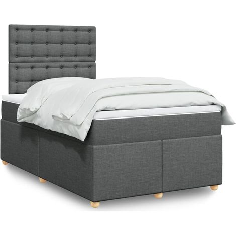 Cama box spring con colchón tela gris oscuro 120x190 cm vidaXL (1/5)