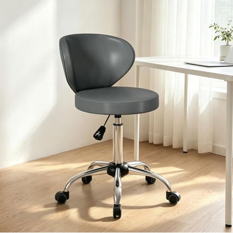 Tabouret de salon pivotant à 360° en pu gris (1/5)