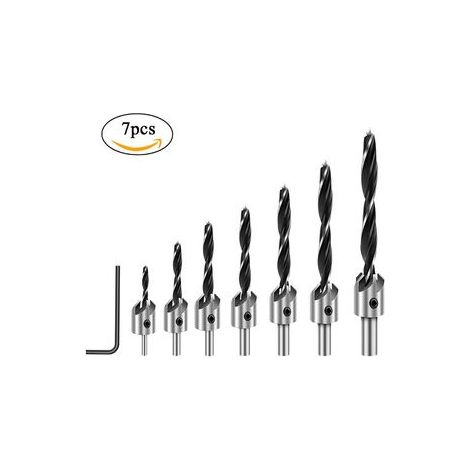 7 mèches à trois pointes 3-10 mm – Foret à bois avec guide d’avance – Perçage propre pour charnières et serrures (1/5)