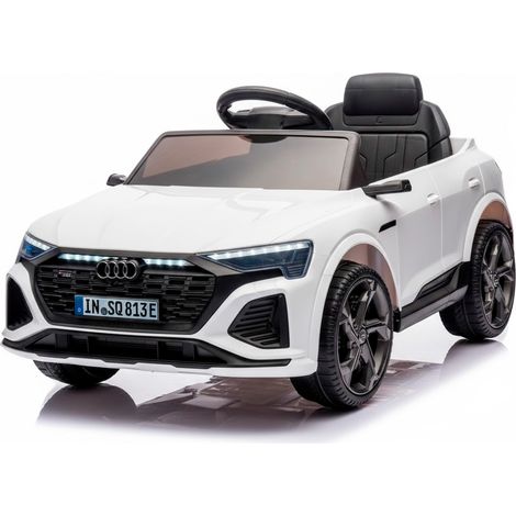 Auto Elettrica Bambini Audi SQ8 e-Tron 12V Con Licenza Ufficiale Sedile in Pelle Ruote EVA Telecomando 2.4GHz Luci LED MP3 Soft Start Porte Apribili Auto 3–6 Anni Bianco